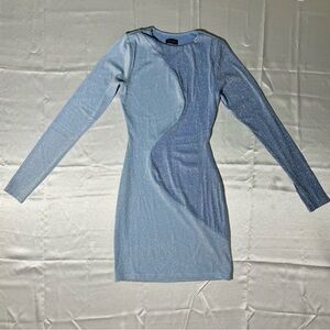 Two-Tone Blue Shimmer Mini Dress SZ M